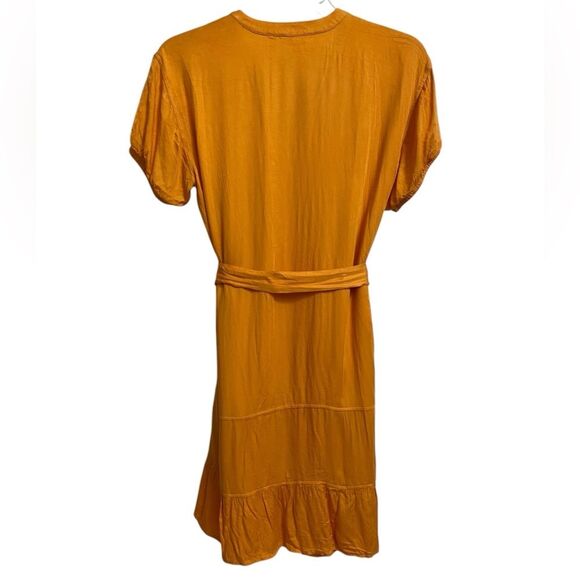 Splendid Jamie Tiered Mini Dress Size XS Short Sleeves Orange Nectar Coquette - Picture 10 of 16